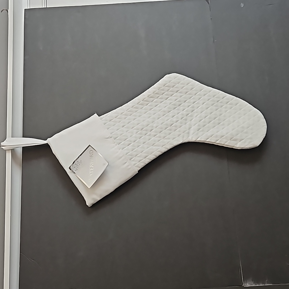 Waterford Fine Linens winter white cream quilted Christmas stocking